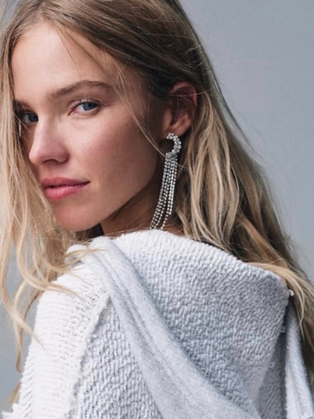 Free People You Make Me Feel Like Dancing Dangle Moon Rhinestone Earrings